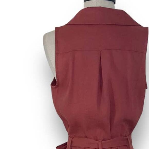 Nordstrom sleeveless wrap around jumpsuit, surplice V-neck tie front full leg - Picture 9 of 10